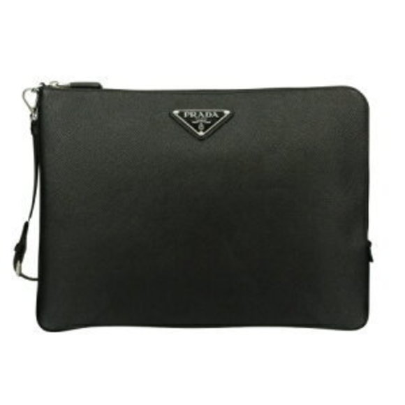 Prada Black Pouch Clutch Bag NERO - Picture 1 of 8